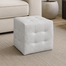 Felix Light Grey Square Leather Ottoman