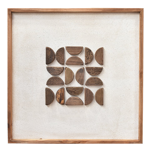 Flipped Timber Wall Art 62x62 - Bold Brown on White