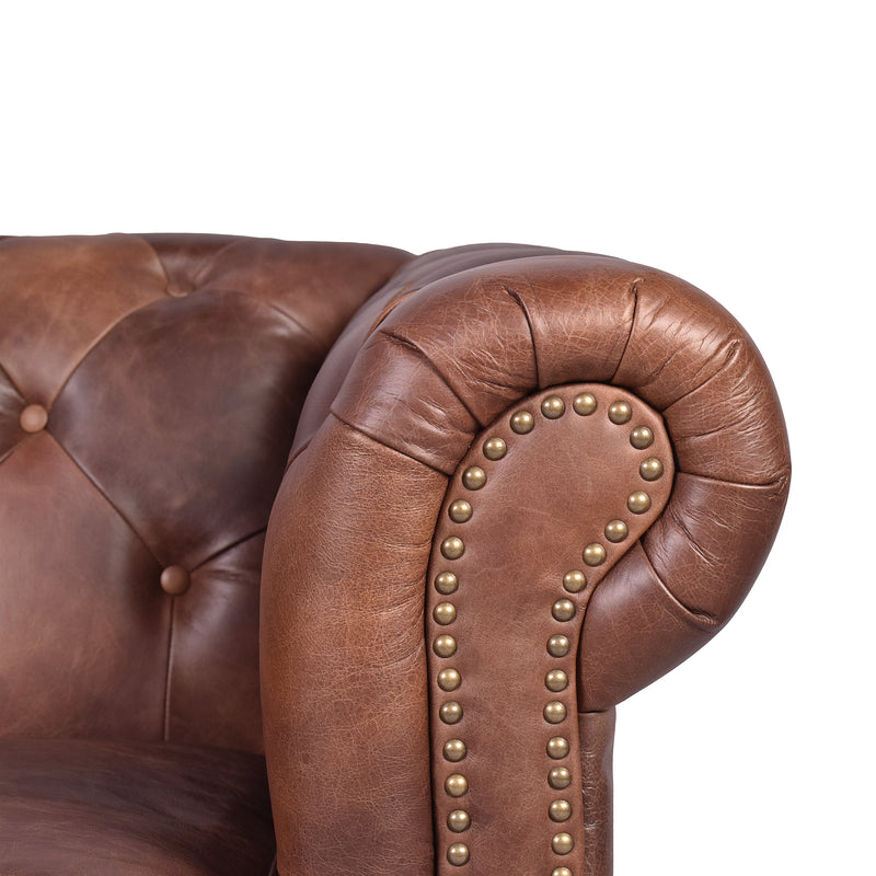 GG Distressed Leather Chesterfield Armchair-Dovetailed &amp; Doublestitched