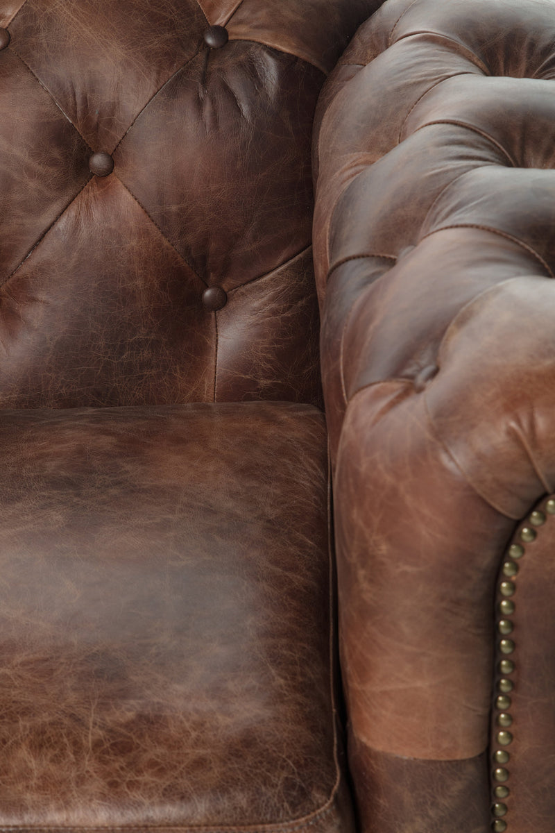 GG Distressed Leather Chesterfield Sofa - 2 Seater-Dovetailed &amp; Doublestitched