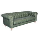 GG Green Leather Chesterfield 3 Seater Sofa