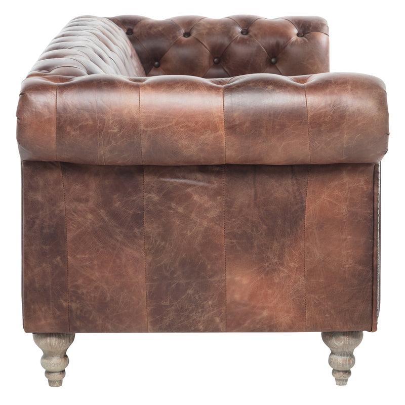 GG Leather Chesterfield 3 Seater Sofa-Dovetailed &amp; Doublestitched