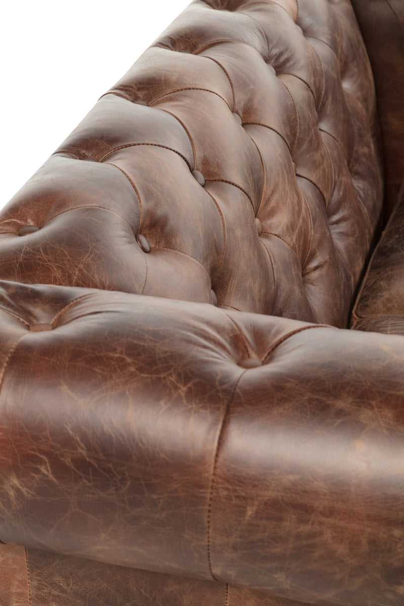 GG Leather Chesterfield 3 Seater Sofa-Dovetailed &amp; Doublestitched