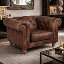GG Leather Chesterfield Armchair-Dovetailed &amp; Doublestitched