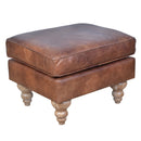 GG Leather Ottoman-Dovetailed &amp; Doublestitched