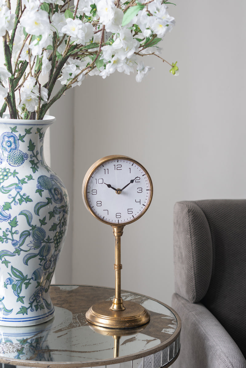 Gold Iron Table Clock-Dovetailed &amp; Doublestitched