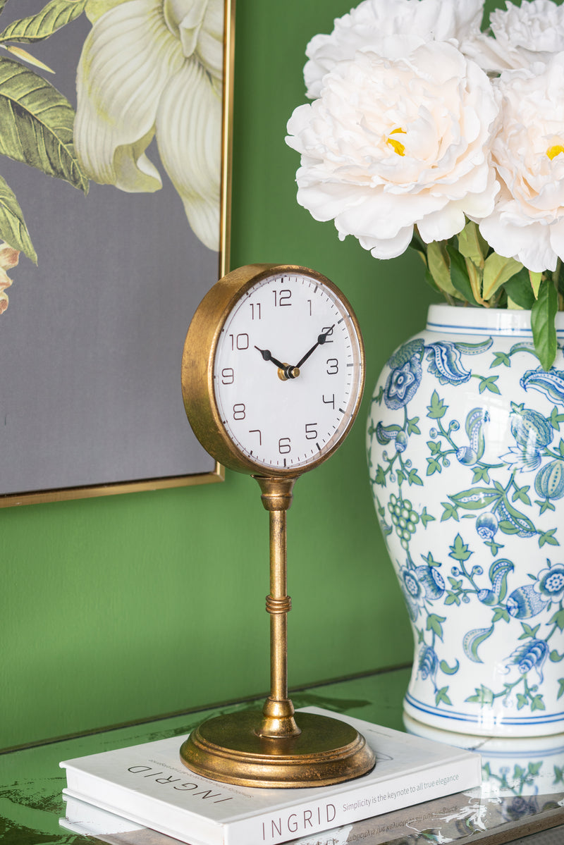 Gold Iron Table Clock-Dovetailed &amp; Doublestitched