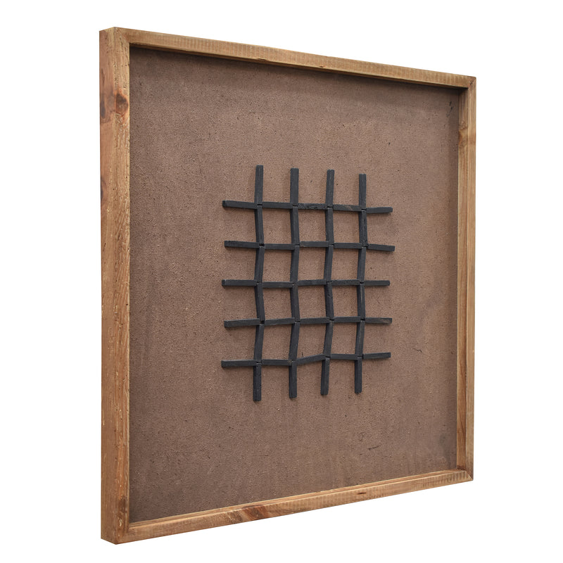 Hash Timber Wall Art 62x62 - Black on Brown-Dovetailed &amp; Doublestitched