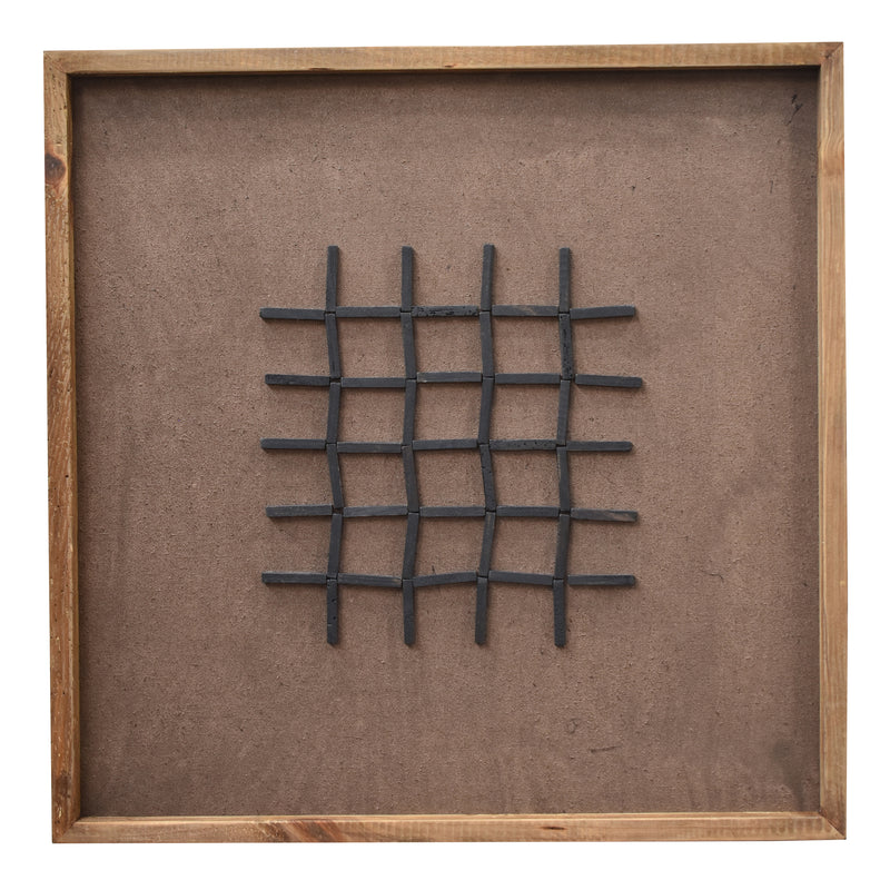 Hash Timber Wall Art 62x62 - Black on Brown-Dovetailed &amp; Doublestitched