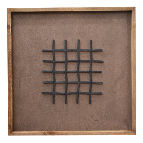 Hash Timber Wall Art 62x62 - Black on Brown