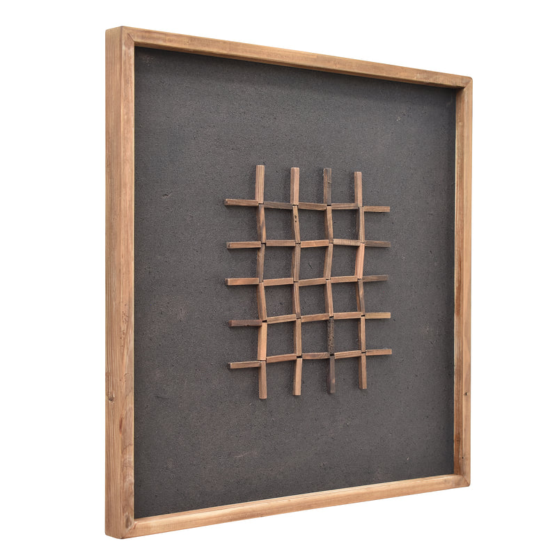 Hash Timber Wall Art 62x62 - Brown on Black-Dovetailed &amp; Doublestitched