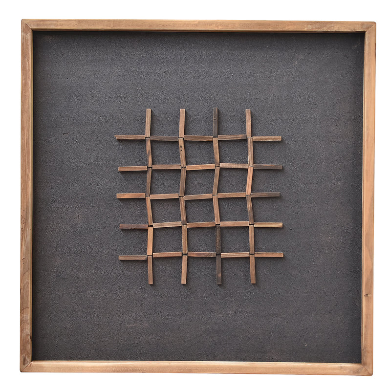 Hash Timber Wall Art 62x62 - Brown on Black-Dovetailed &amp; Doublestitched