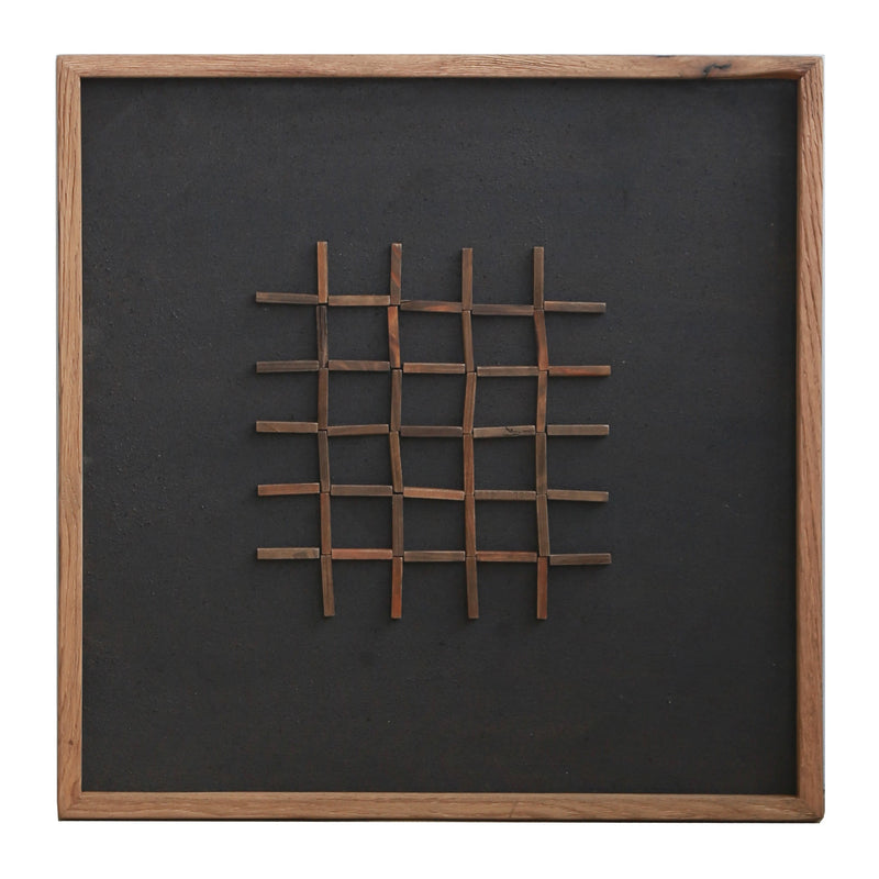 Hash Timber Wall Art 62x62 - Brown on Black-Dovetailed &amp; Doublestitched