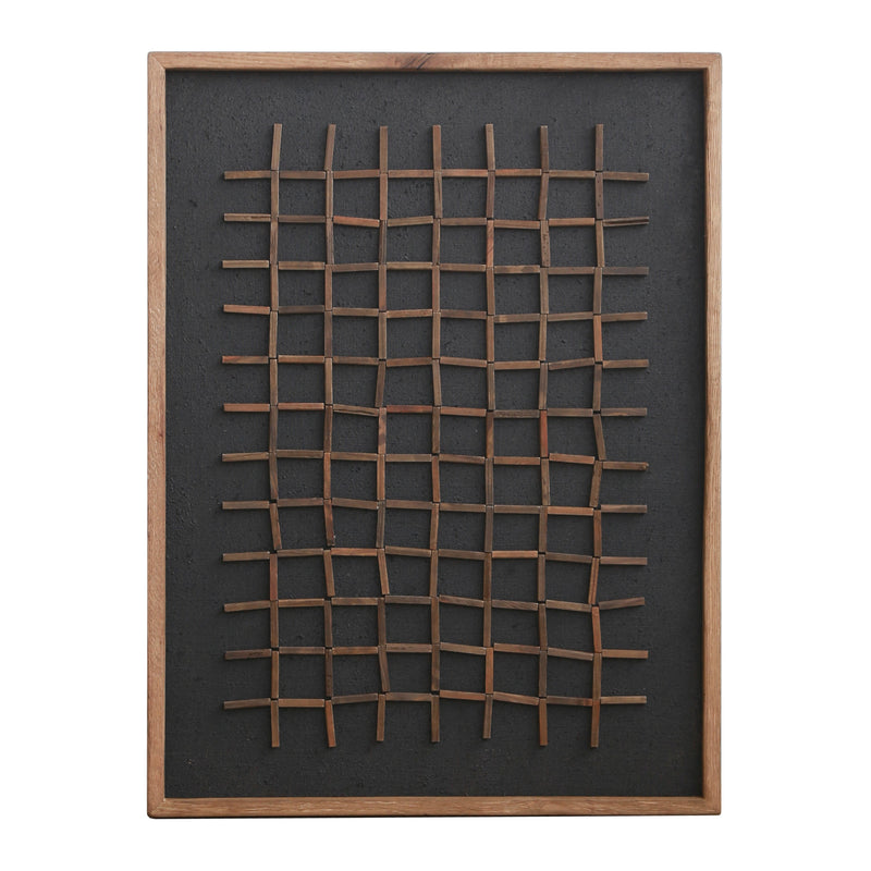 Hash Timber Wall Art 62x82 - Brown on Black-Dovetailed &amp; Doublestitched