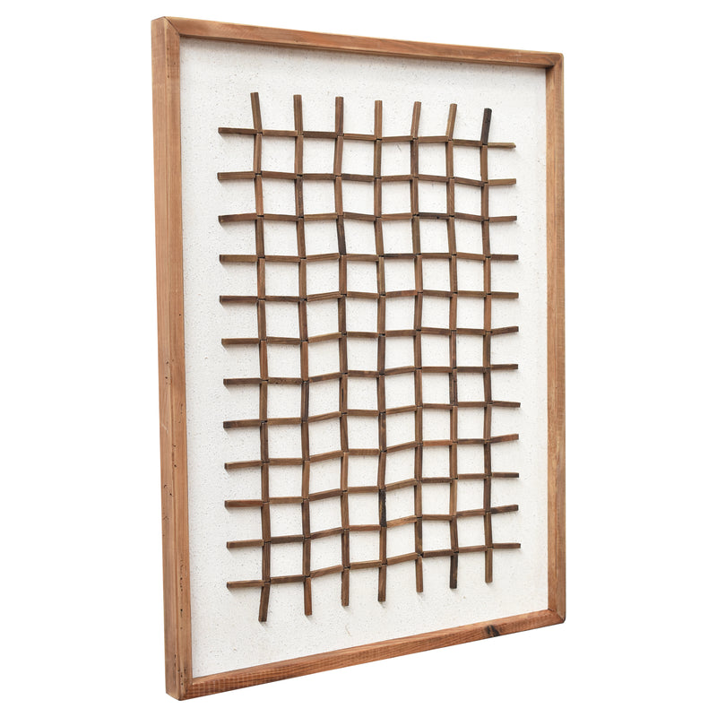 Hash Timber Wall Art 62x82 - Brown on White-Dovetailed &amp; Doublestitched