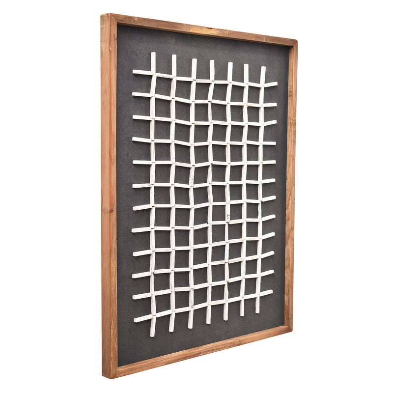 Hash Timber Wall Art 62x82 - White on Black-Dovetailed &amp; Doublestitched