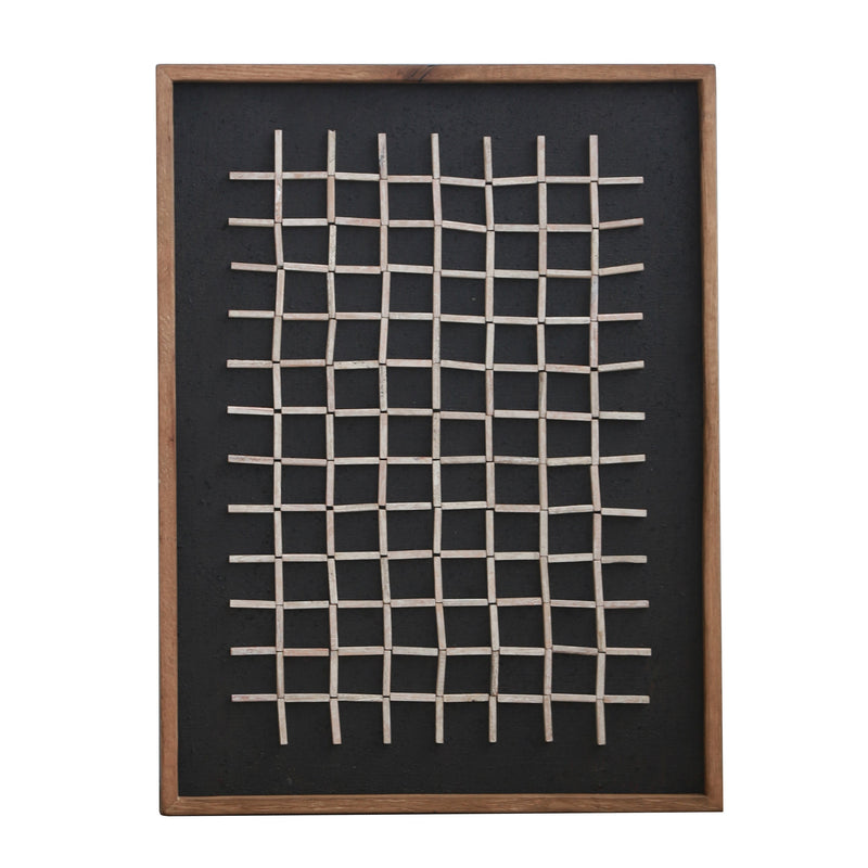 Hash Timber Wall Art 62x82 - White on Black-Dovetailed &amp; Doublestitched