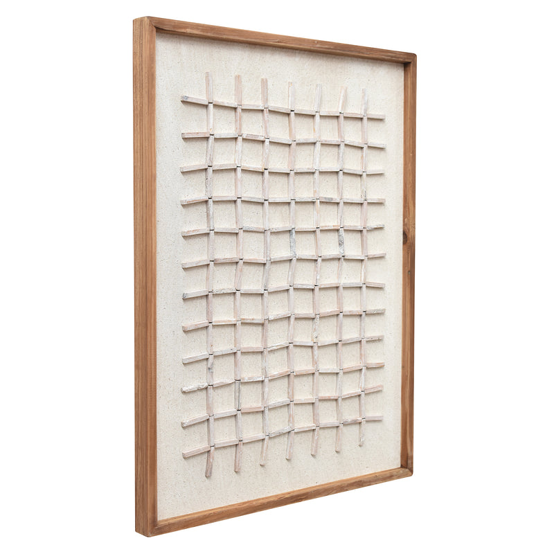 Hash Timber Wall Art 62x82 - White on White-Dovetailed &amp; Doublestitched