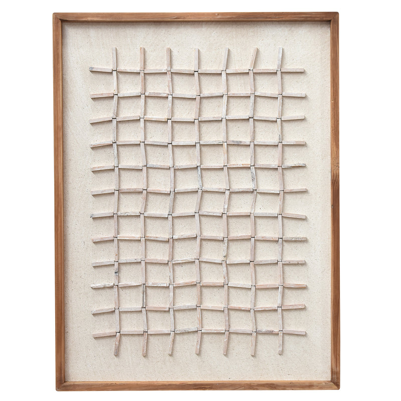 Hash Timber Wall Art 62x82 - White on White-Dovetailed &amp; Doublestitched