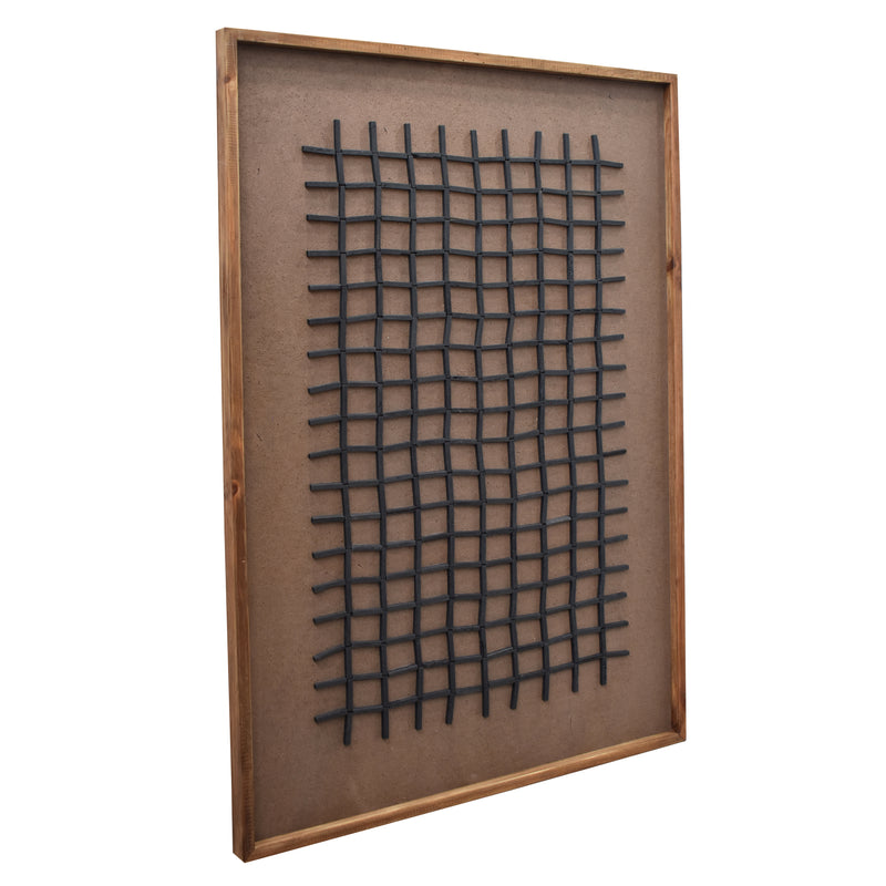 Hash Timber Wall Art 82x122 - Black on Brown-Dovetailed &amp; Doublestitched