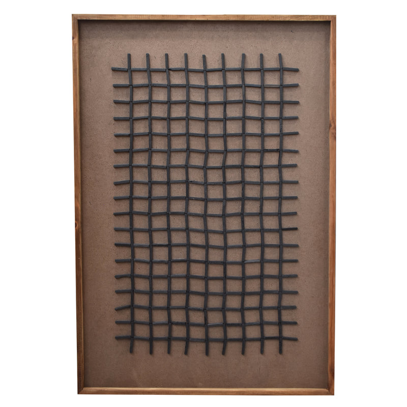 Hash Timber Wall Art 82x122 - Black on Brown-Dovetailed &amp; Doublestitched