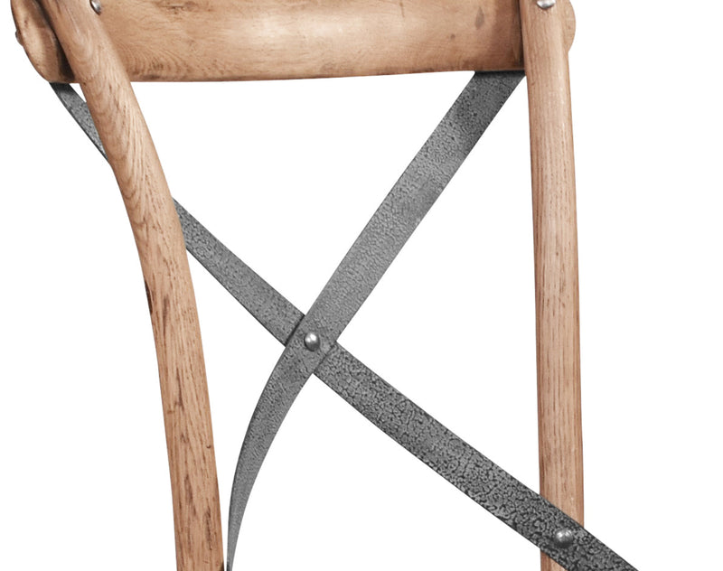 Hastings Cross Back Chair with Grey Metal Straps-Dovetailed &amp; Doublestitched