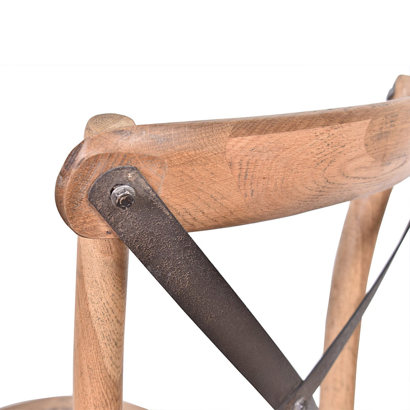 Hastings Cross Back Counter Stool with Dark Metal Straps-Dovetailed &amp; Doublestitched