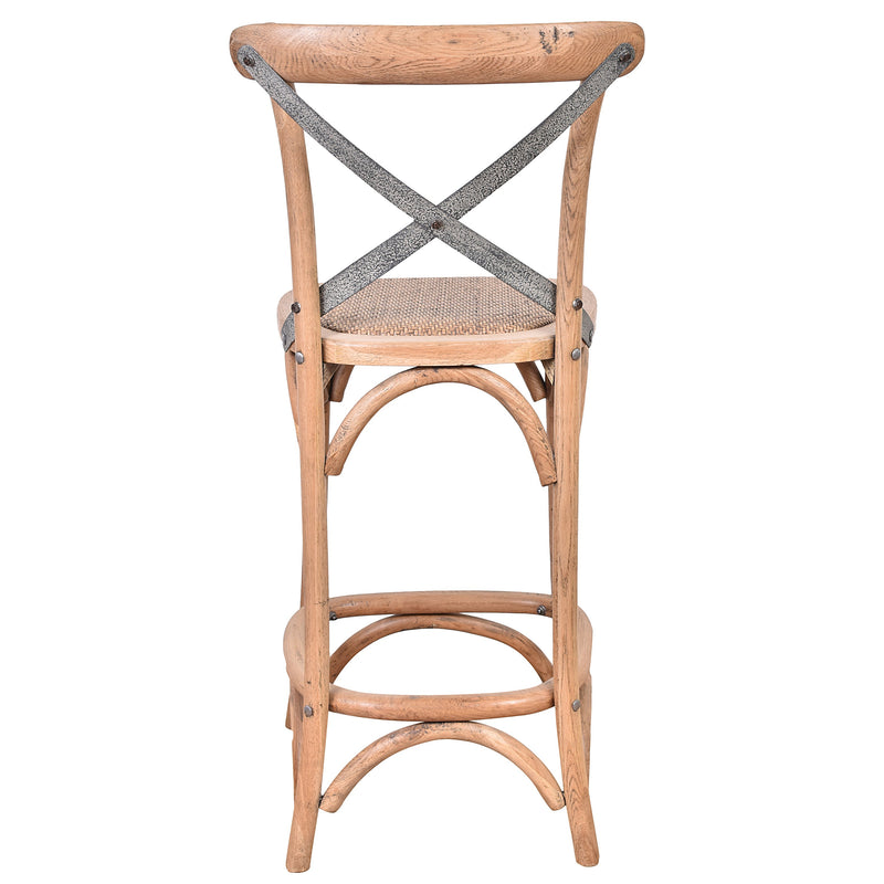 Hastings Cross Back Counter Stool with Grey Metal Straps-Dovetailed &amp; Doublestitched