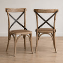 Hastings Oak Cross Back Chair with Dark Metal Straps-Dovetailed &amp; Doublestitched