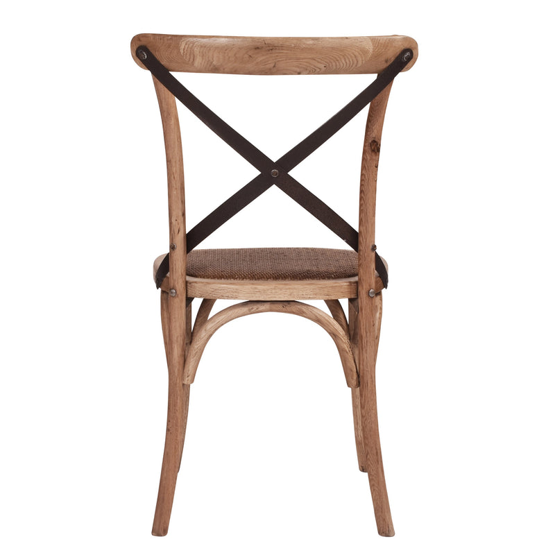 Hastings Oak Cross Back Chair with Dark Metal Straps-Dovetailed &amp; Doublestitched