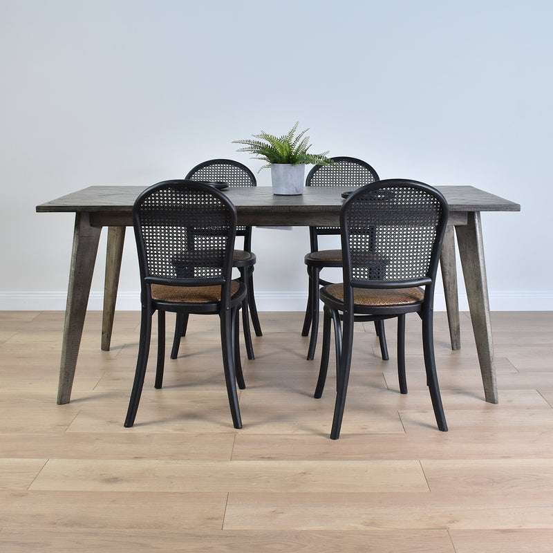 Herringbone 180cm Grey Dining Table-Dovetailed &amp; Doublestitched