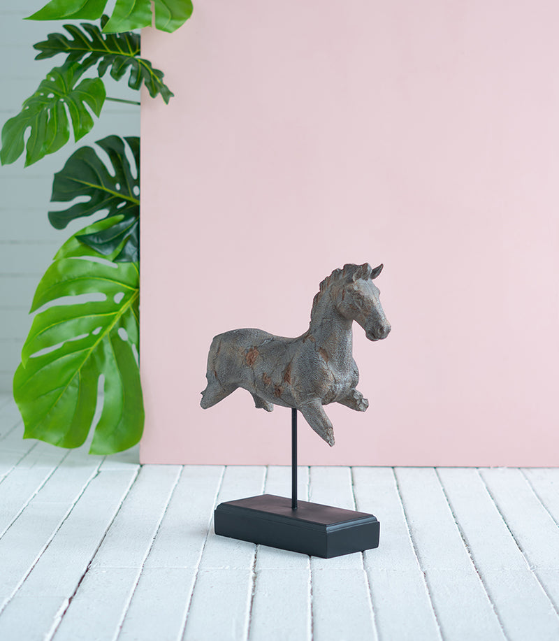 Horse Figure On Iron Stand-Dovetailed &amp; Doublestitched