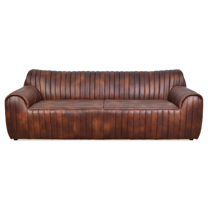 Hugo Distressed Leather 3 Seater Sofa-Dovetailed &amp; Doublestitched