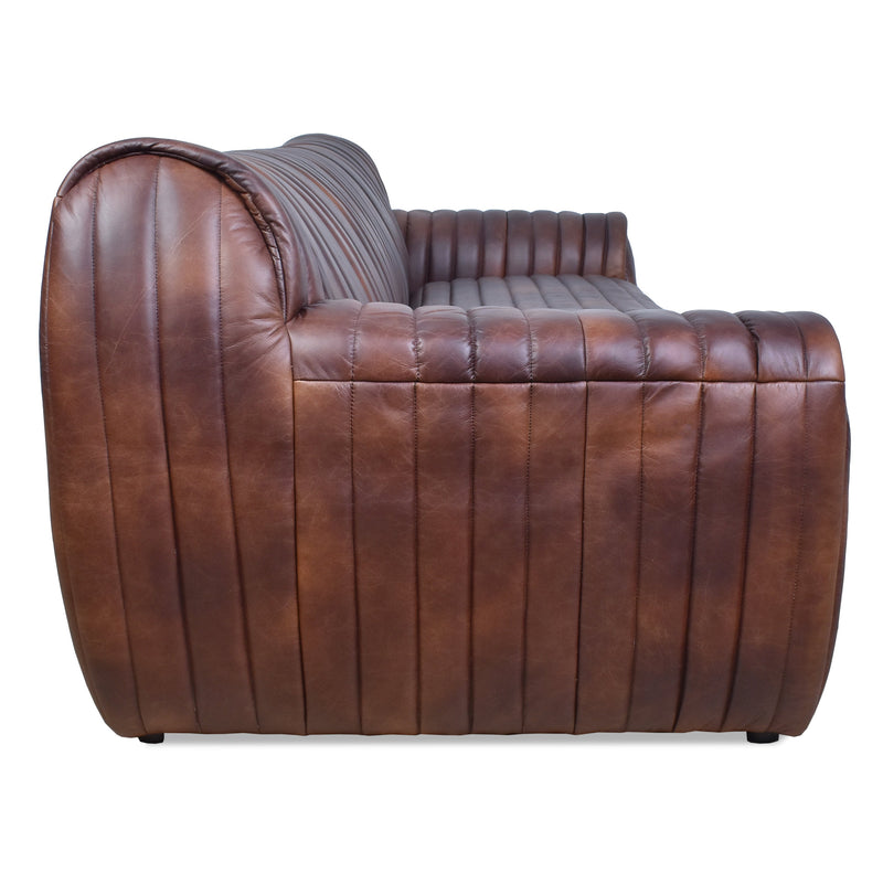 Hugo Distressed Leather 3 Seater Sofa-Dovetailed &amp; Doublestitched