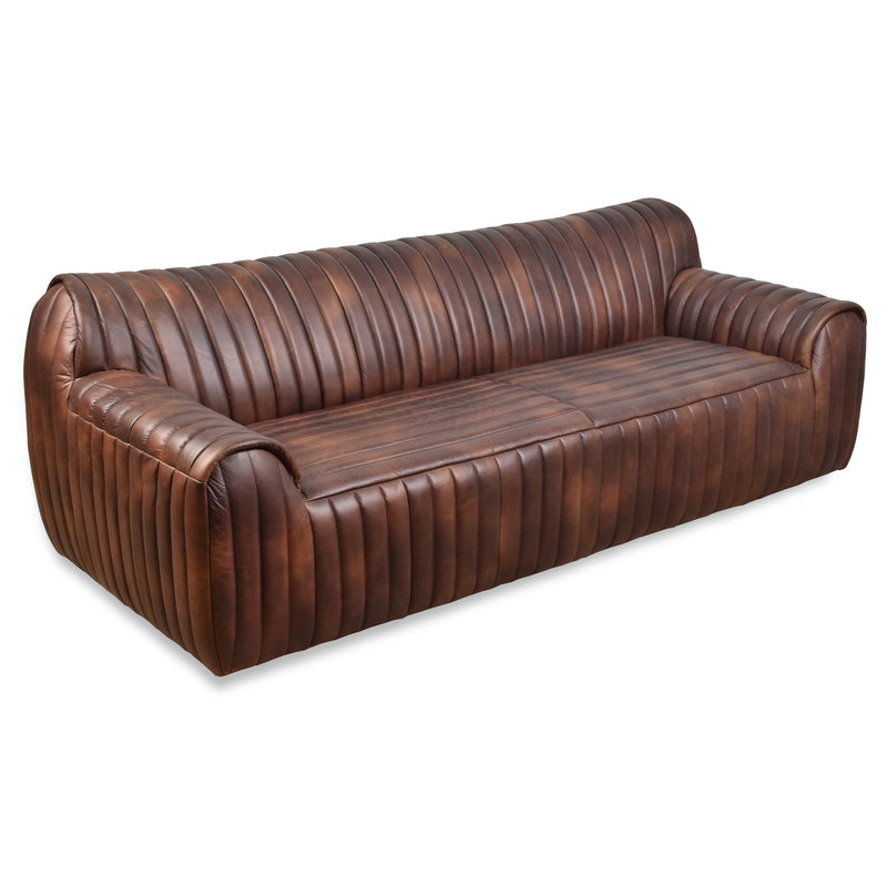 Hugo Distressed Leather 3 Seater Sofa-Dovetailed &amp; Doublestitched