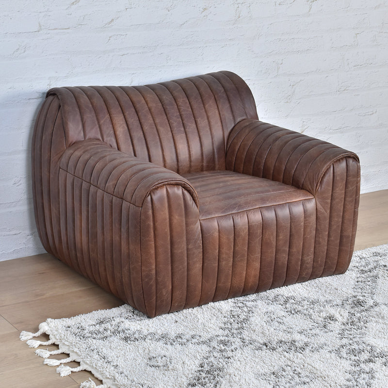 Hugo Distressed Leather Armchair-Dovetailed &amp; Doublestitched