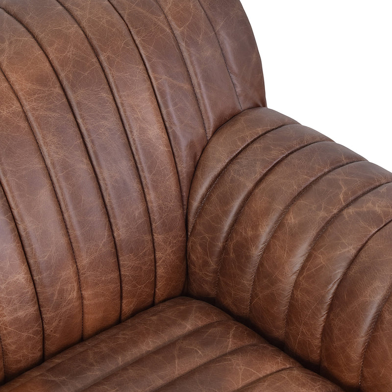 Hugo Distressed Leather Armchair-Dovetailed &amp; Doublestitched