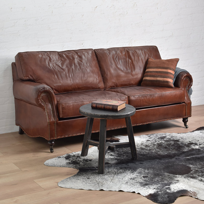 Hyde Vintage Leather 3 Seater Sofa-Dovetailed &amp; Doublestitched