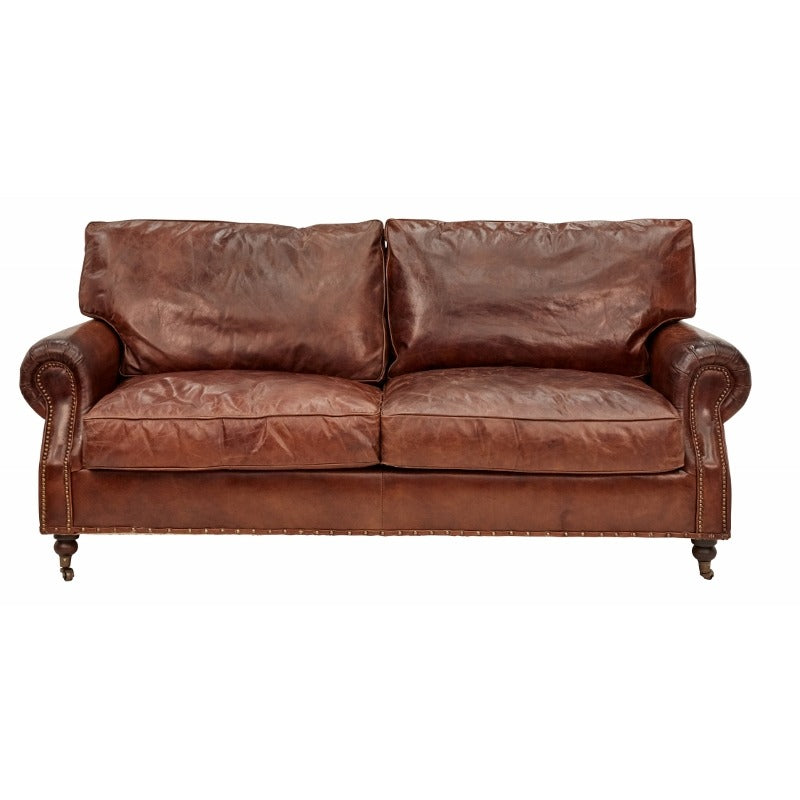 Hyde Vintage Leather 3 Seater Sofa-Dovetailed &amp; Doublestitched