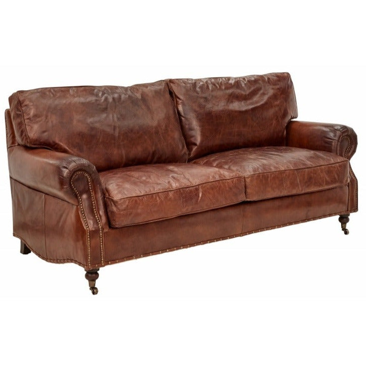 Hyde Vintage Leather 3 Seater Sofa-Dovetailed &amp; Doublestitched