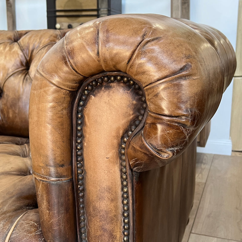 Barrington Antique Leather Chesterfield Sofa - 3 Seater