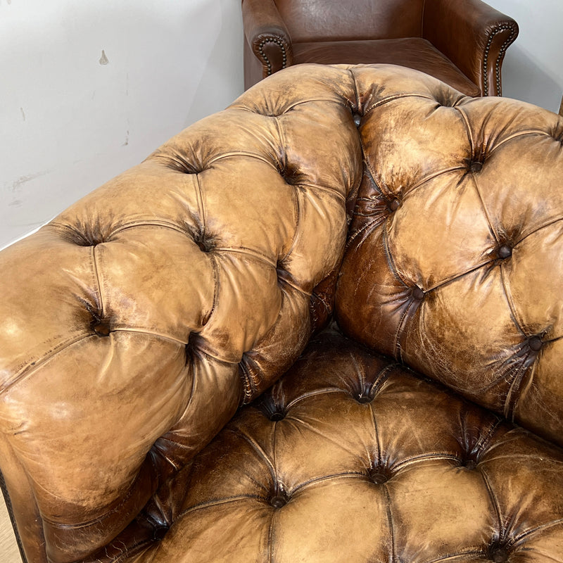 Barrington Antique Leather Chesterfield Sofa - 3 Seater