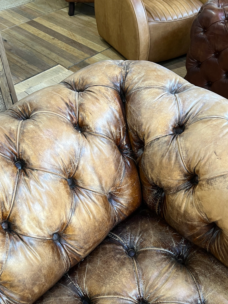Barrington Antique Leather Chesterfield Sofa - 3 Seater