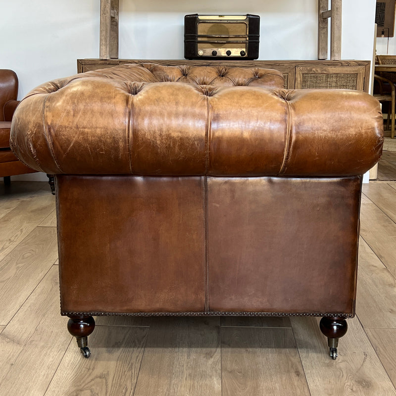 Barrington Antique Leather Chesterfield Sofa - 3 Seater