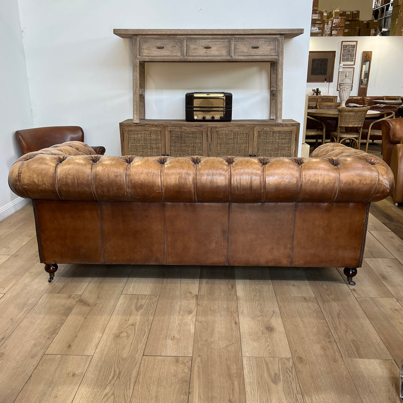 Barrington Antique Leather Chesterfield Sofa - 3 Seater