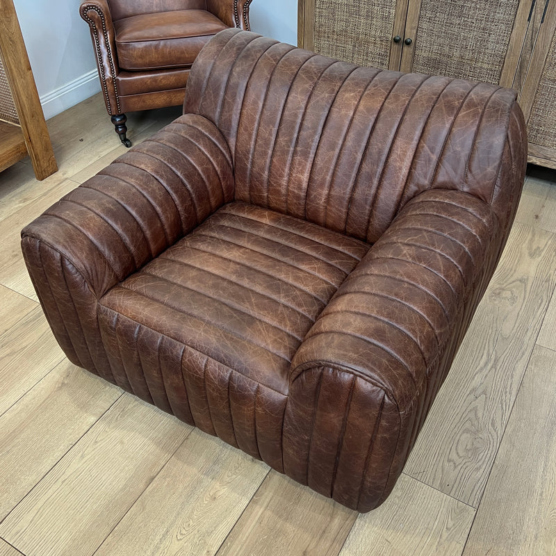 Hugo Distressed Leather Armchair