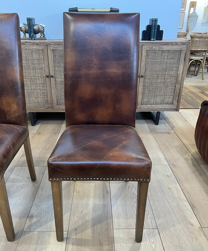 Alfred Leather Dining Chair in Briarsmoke Pair of 2