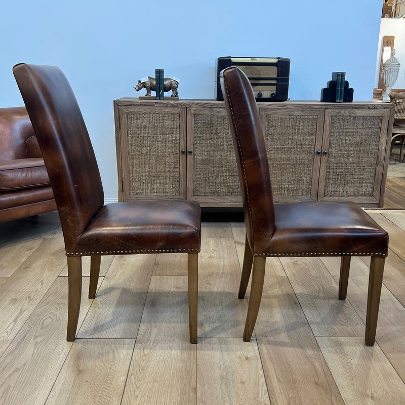 Alfred Leather Dining Chair in Briarsmoke Pair of 2