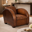 Icarus Vintage Leather Art Deco Chair-Dovetailed &amp; Doublestitched