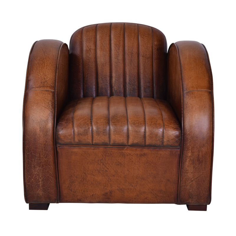 Icarus Vintage Leather Art Deco Chair-Dovetailed &amp; Doublestitched